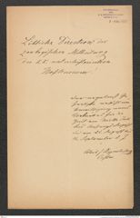 k.k. naturhistorisches Hofmuseum, Intendanzakten 1885-1896 (Hauer), Aktenzahl Z.438/1889, Seite 1